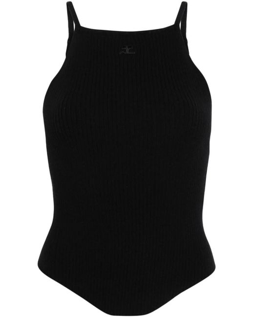 Courreges Black Ribbed Tank Top