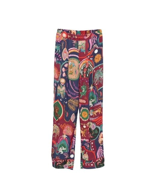 Farm Rio Red Elasticated-Waistband Patterned Trousers