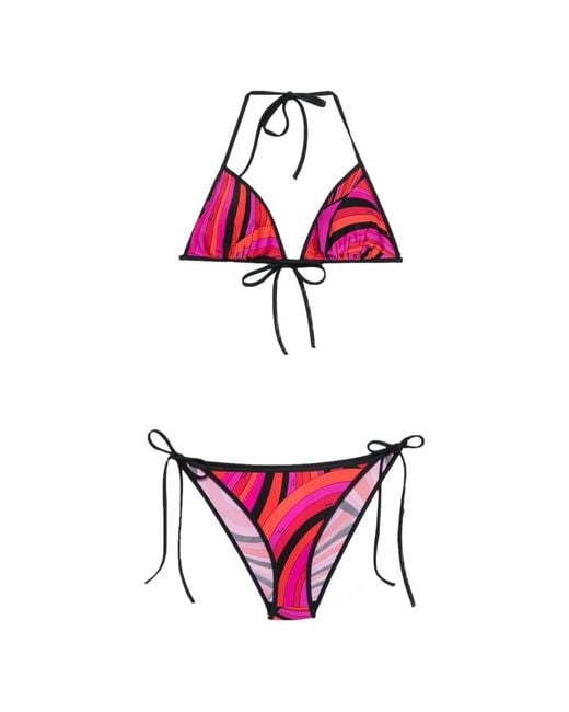 Emilio Pucci Pink Iride-Print Triangle Bikini