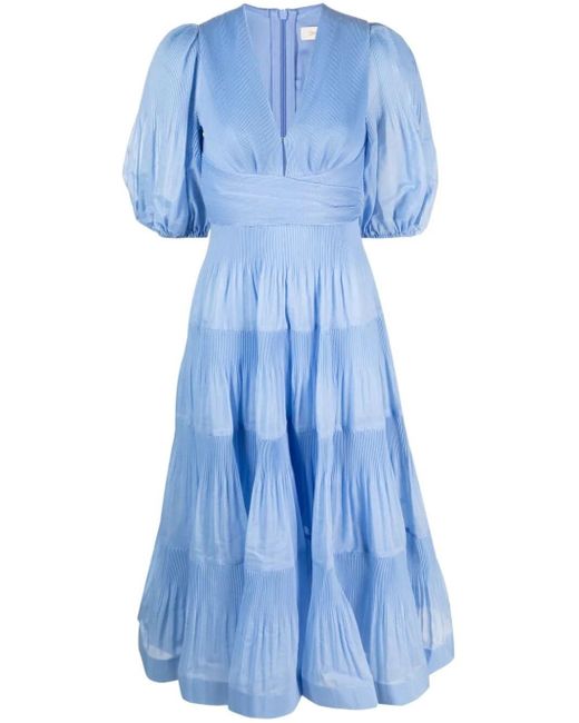 Zimmermann Blue Pleated Midi Dress