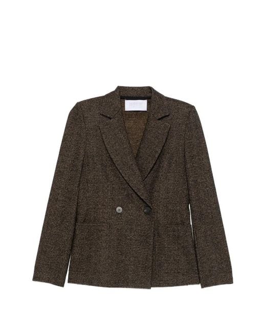 Harris Wharf London Brown Herringbone Jacket