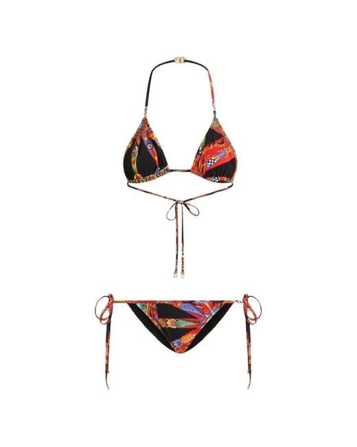Dolce & Gabbana White Carretto Print Bikini Set