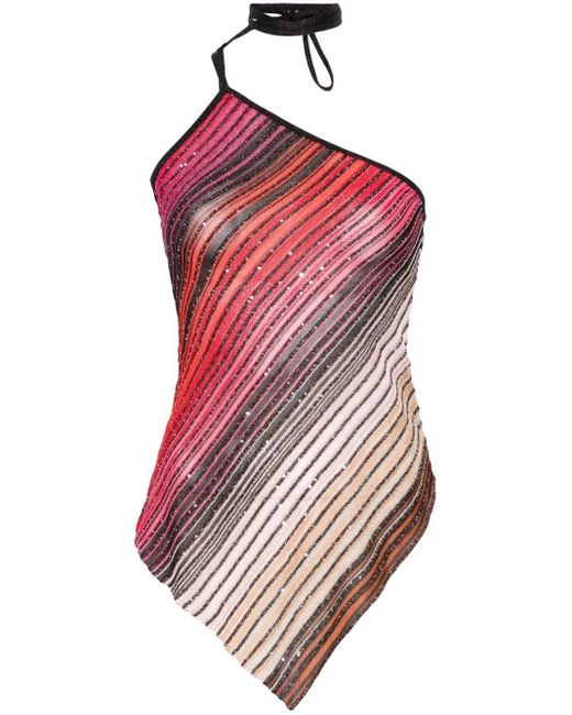 Missoni Red One Shoulder Asymmetrical Top