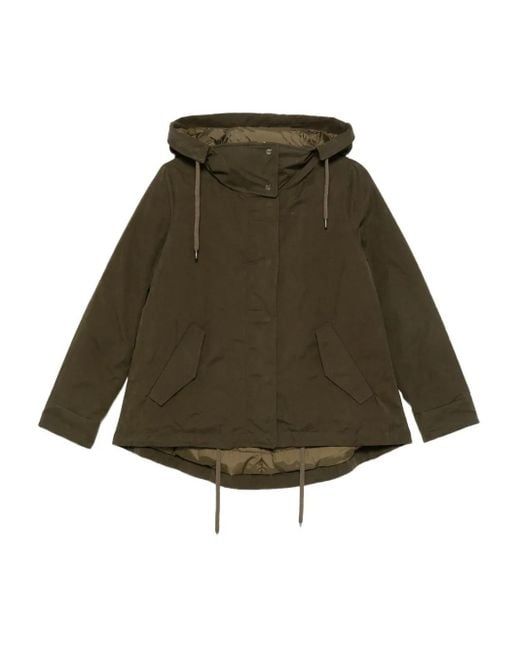 Herno Women's Green Hooded Drawstring Jacket