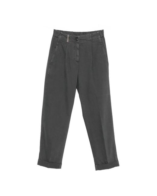 Peserico Gray Belt-Loop Trousers
