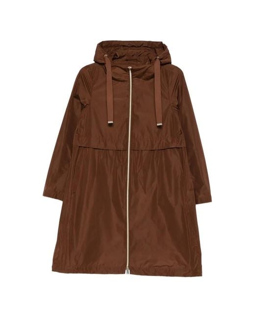Herno Brown Parka In Taffettà Tecnico
