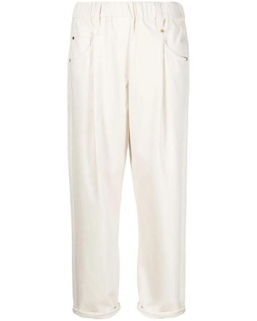 Brunello Cucinelli White Pull On Trousers