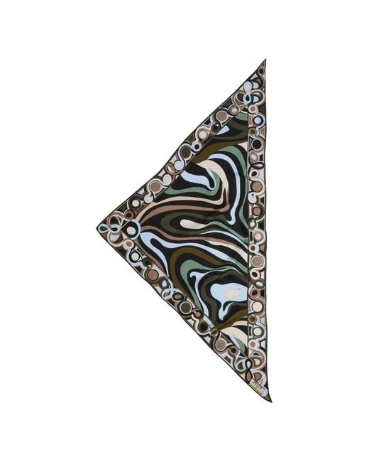 Emilio Pucci Black Marmo-Print Silk Triangle Scarf