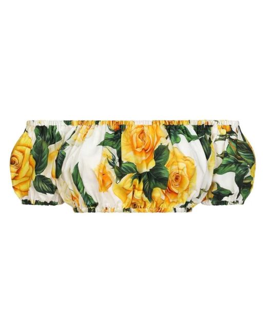 Dolce & Gabbana Yellow Floral Print Top