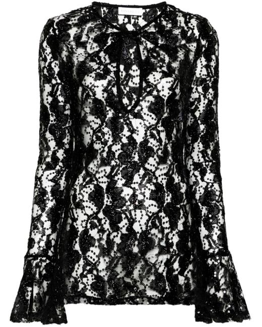 Sequin Lace Cut-Out Top di Nina Ricci in Black