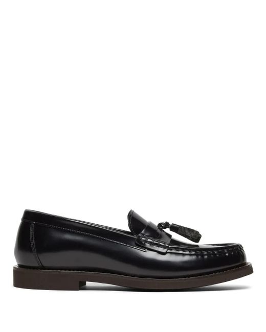 Brunello Cucinelli Black Loafers With Shiny Tassels