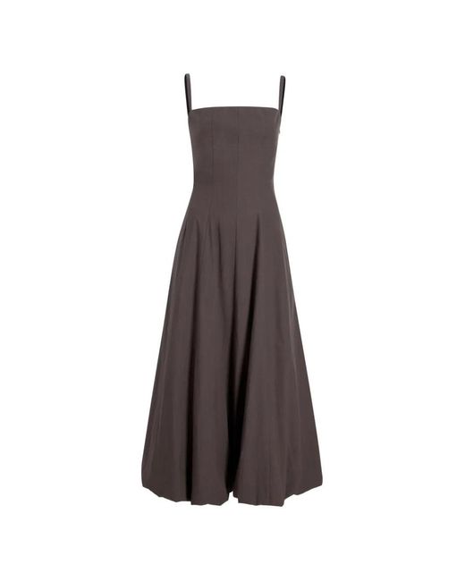 proenza schouler brown dress Bronwyn pleated twill midi dress - dark brown