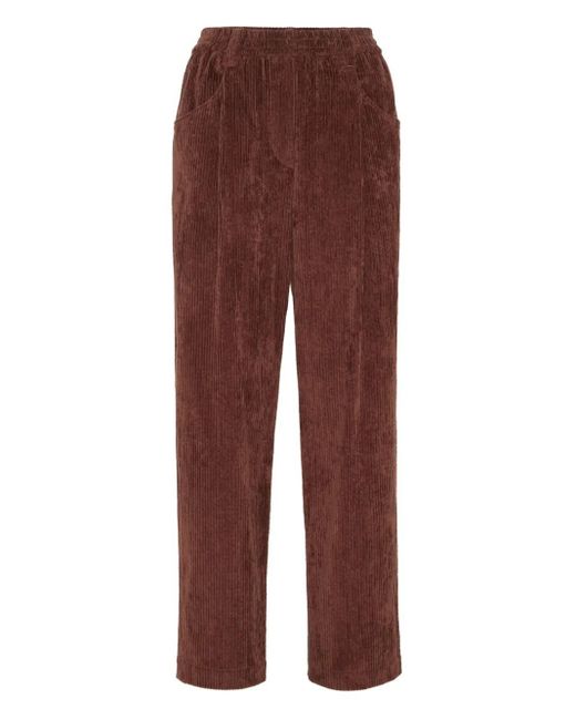Pantaloni A Coste Con Vita Elasticizzata di Brunello Cucinelli in Red