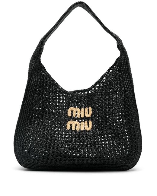 Miu Miu Black Woven Hobo Bag