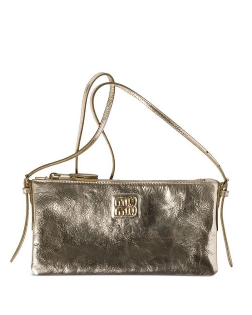 Miu Miu Metallic Logo-Lettering Clutch Bag