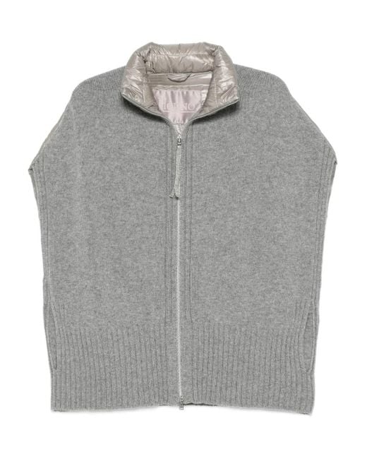 Herno Gray Ribbed-Knit Gilet