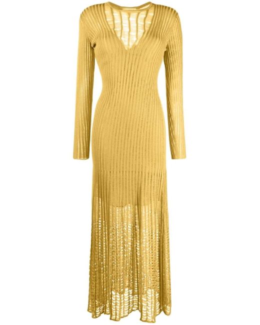 Gabriela Hearst Maia Ribbed-knit Silk Dress in Yellow | Lyst