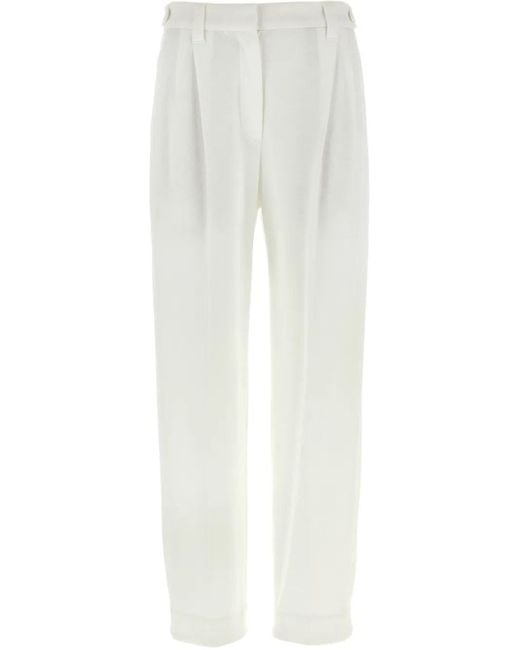 Brunello Cucinelli White Pique' Trousers