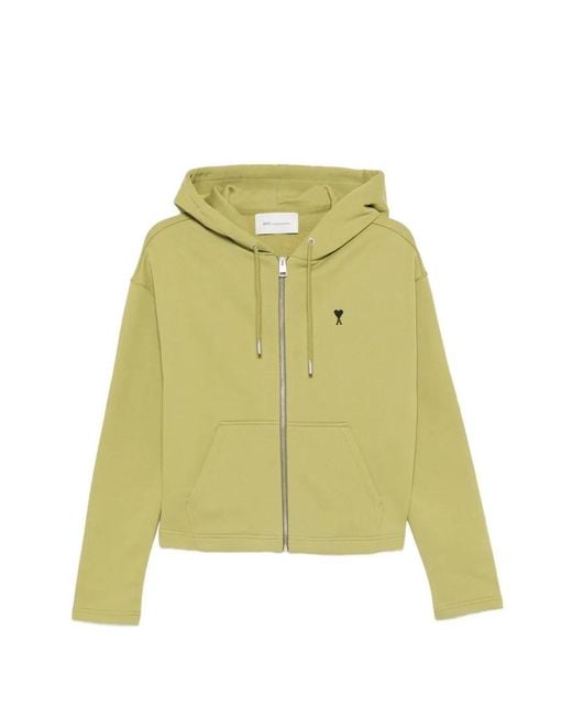 AMI Green Ami De Coeur Zip-Up Hoodie