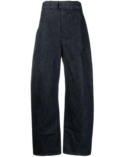 Lemaire Blue Twisted Denim Belted Pants