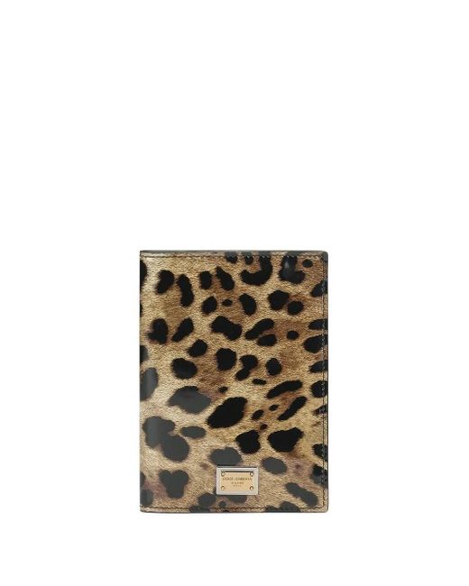 Porta passaporto in pelle leopardata di Dolce & Gabbana in Multicolor