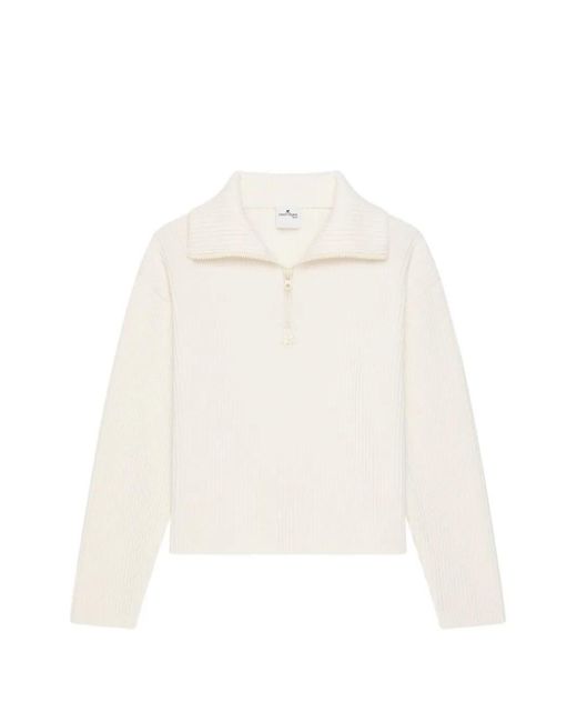 Courreges White Ribbed-Knit Wool Sweater