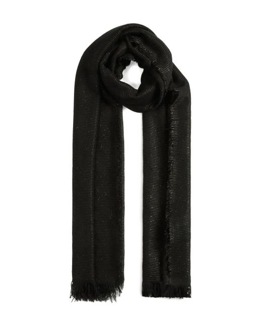 Fabiana Filippi Black Metallic-Thread Fringed Scarf