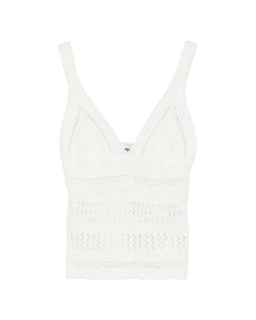 Alpha Studio White Crochet Top