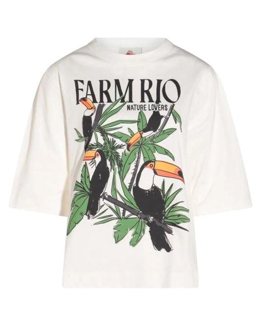 Farm Rio White Toucan-Graphic T-Shirt