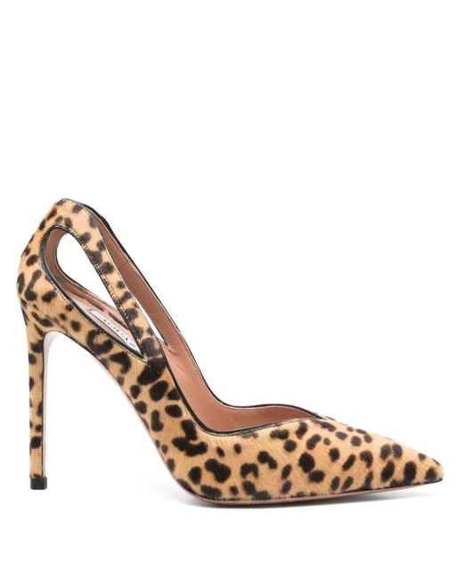 Aquazzura Metallic 105Mm Leopard-Print Cut-Out Pumps