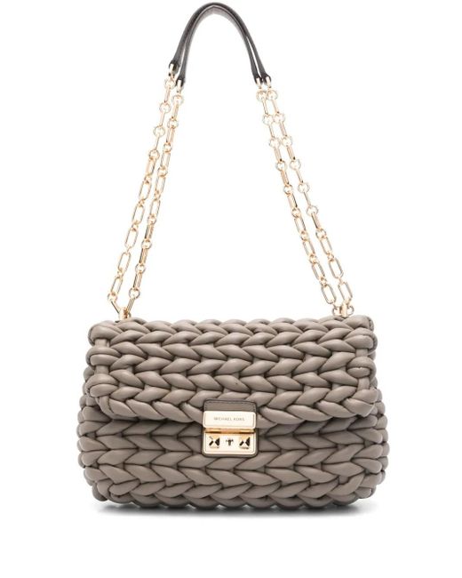 Michael Kors White Braided Leather Shoulder Bag