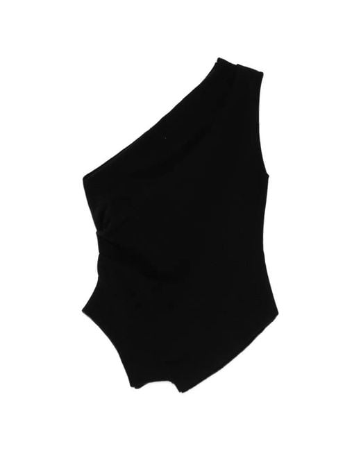Rohe Black One Shoulder Drape Top