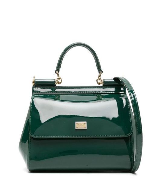 Dolce & Gabbana Green Medium Sicily Patent-leather Tote Bag