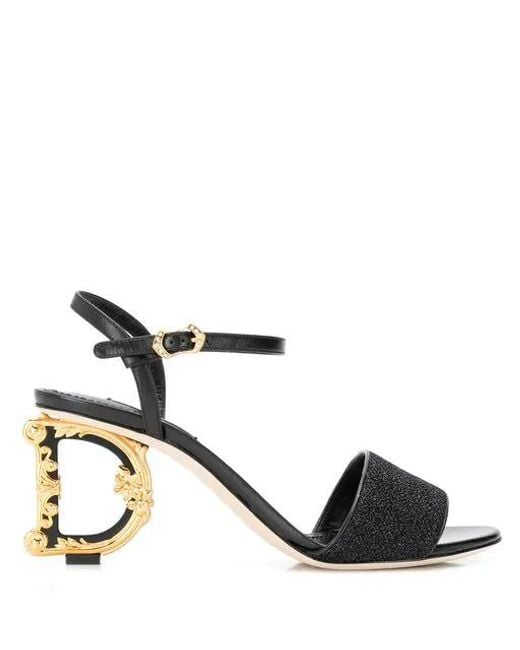 Dolce & Gabbana Black Dg Heel Sandals