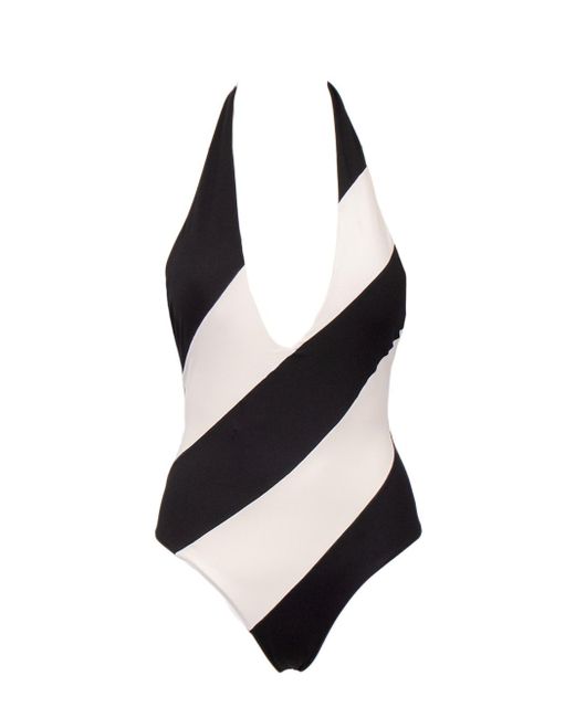 Fisico Black Striped Swim Suit