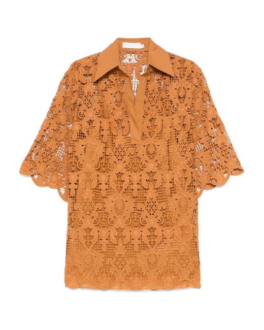 Zimmermann Orange Coco Lace Tunic Top