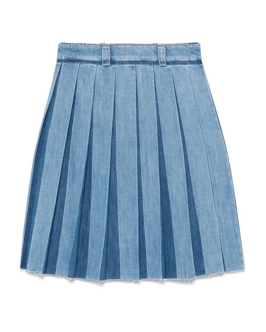 Gonna Denim Plissettata di Miu Miu in Blue