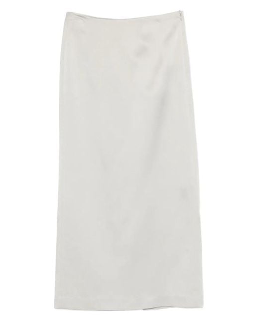 Brunello Cucinelli White Straight-Hem Midi Skirt