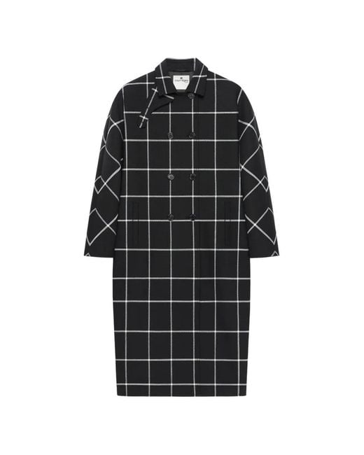 Courreges Black Checked Oversized Tailored Coat