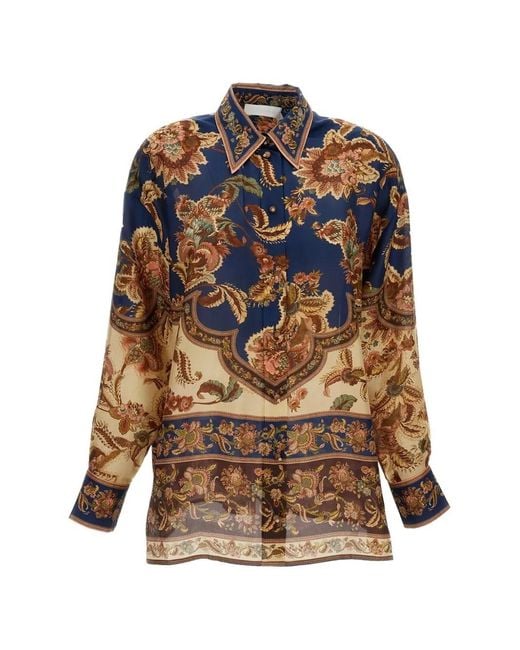 Zimmermann Blue Aster Printed Silk Shirt
