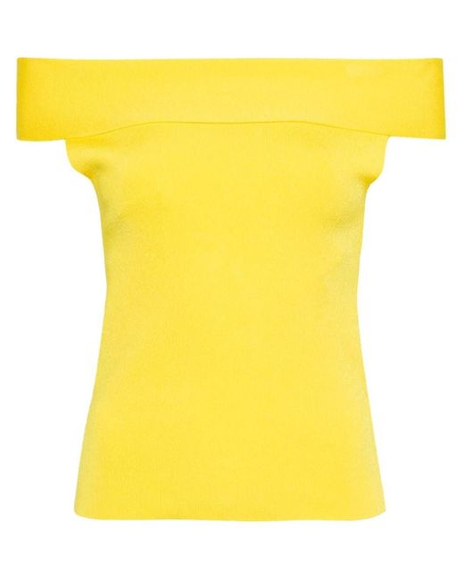 Fabiana Filippi Yellow Off-shoulder Fine-knit Top