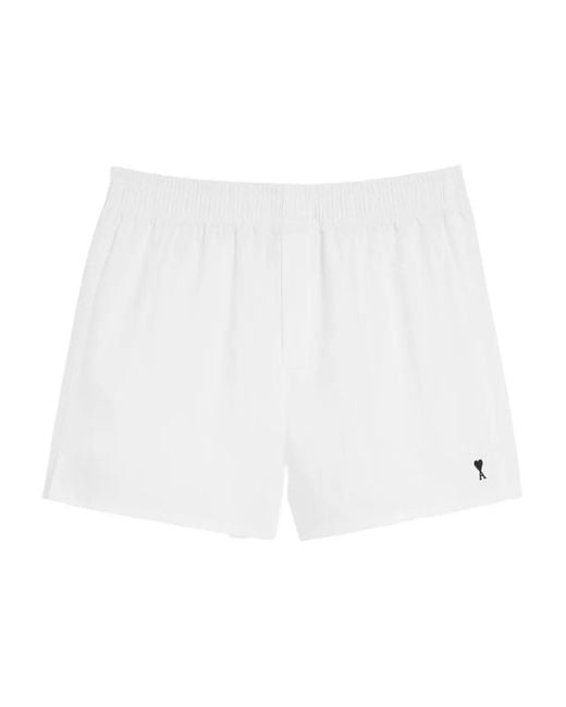 AMI White Embroidered Shorts