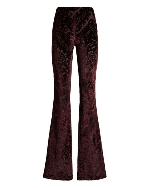 Etro Purple Jacquard Chenille Flared Trousers