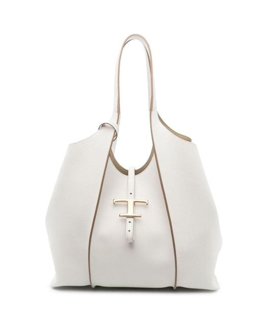 Tod's White Shopping Leather Tote Bag