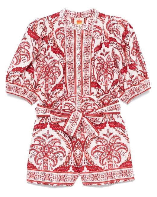 Farm Rio Red Tropical Cameo Romper