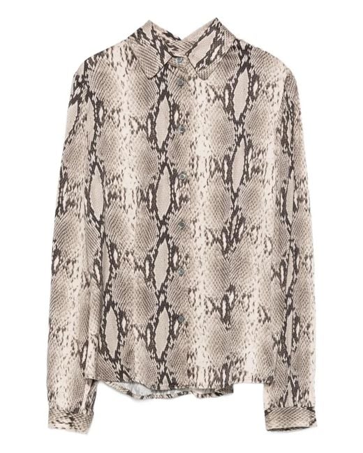 Robert Friedman Gray Snakeskin-Print Button-Up Shirt