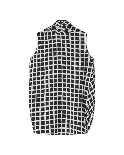 Lanvin White Check Pattern Top