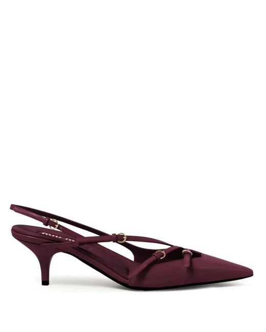 Miu Miu Purple Patent Leather Slingback Pumps 55
