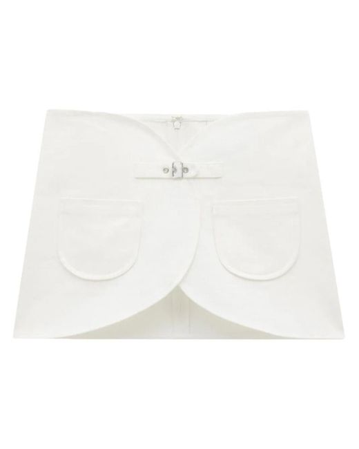 Courreges White Denim Miniskirt With Ellipse Buckle