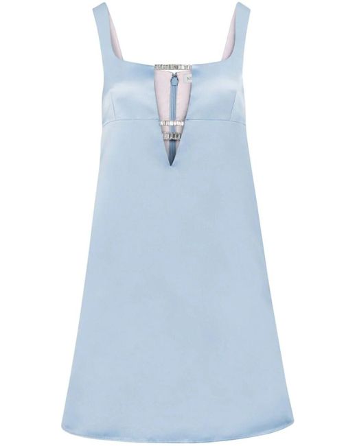 Nina Ricci Blue Satin Mini A-line Dress